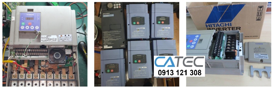 Hình ảnh biến tần Hitachi đang được kỹ sư Catec sửa chữa lỗi phần cứng 