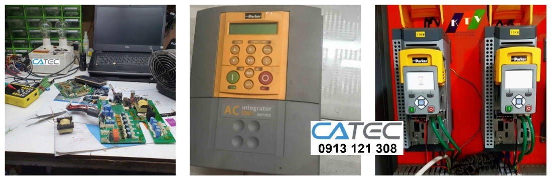 Hình ảnh biến tần Paker đang được kỹ sư Catec sửa chữa lỗi phần cứng 