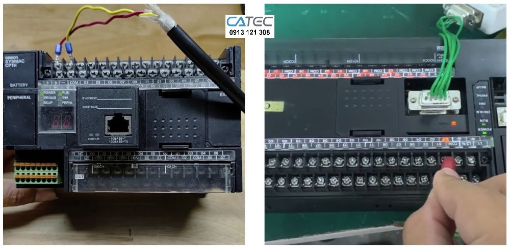 Hình ảnh PLC Omron đang trong quá trình được sửa chữa tại CATEC Automation