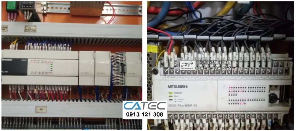Hình ảnh PLC Mitsubishi đang trong quá trình được sửa chữa tại CATEC Automation